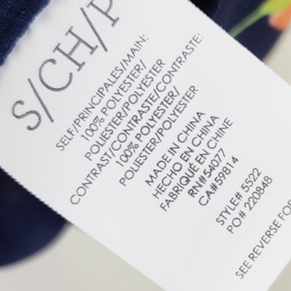 CAbi 5522 Blue Sheer Floral Print Tie-Neck Blouse EUC - Picture 6 of 8